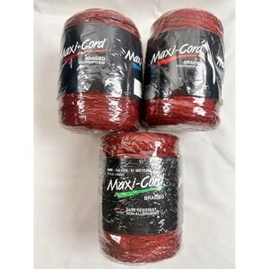 3 Pack Maxi Cord Braided Macrema Polypropylene Crimson 6mm 100 Yds Each Crafting